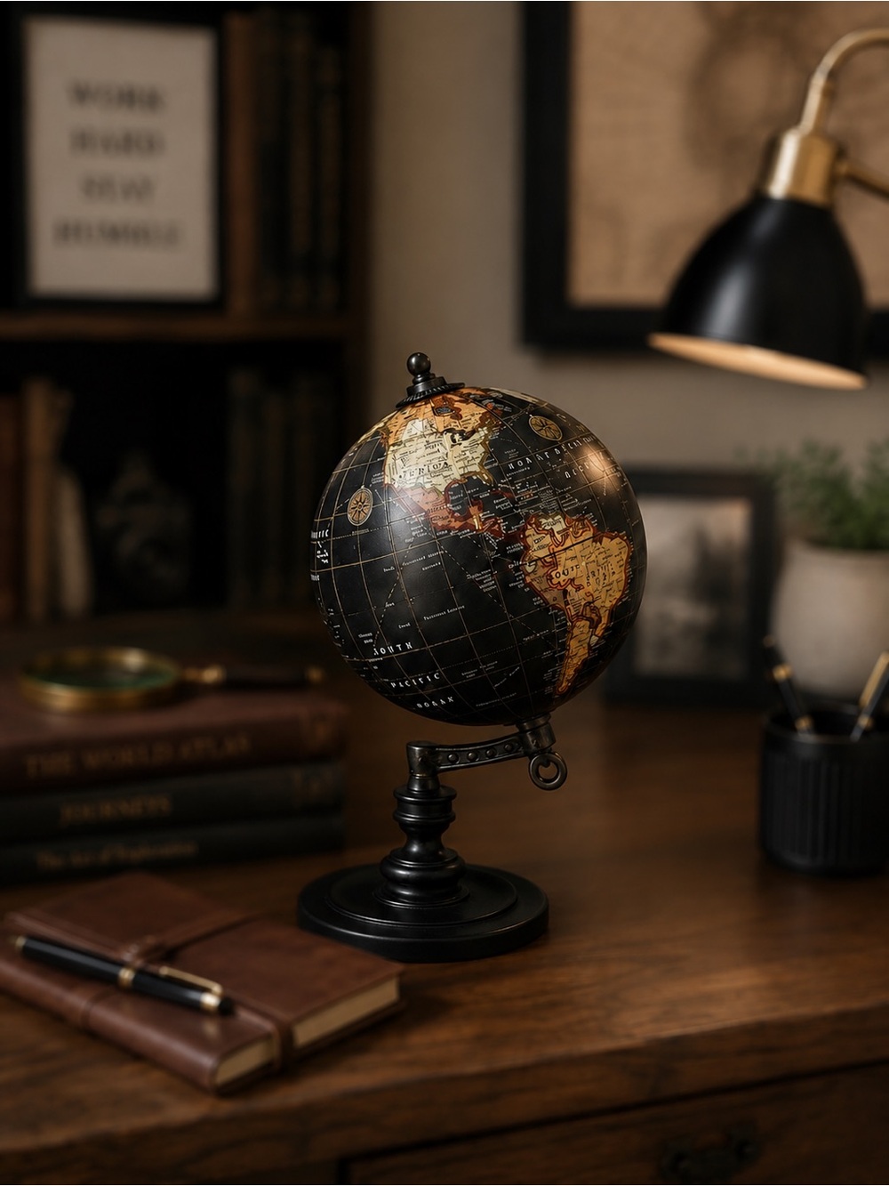 Vintage Style Decorative Tabletop World Globe on Stand